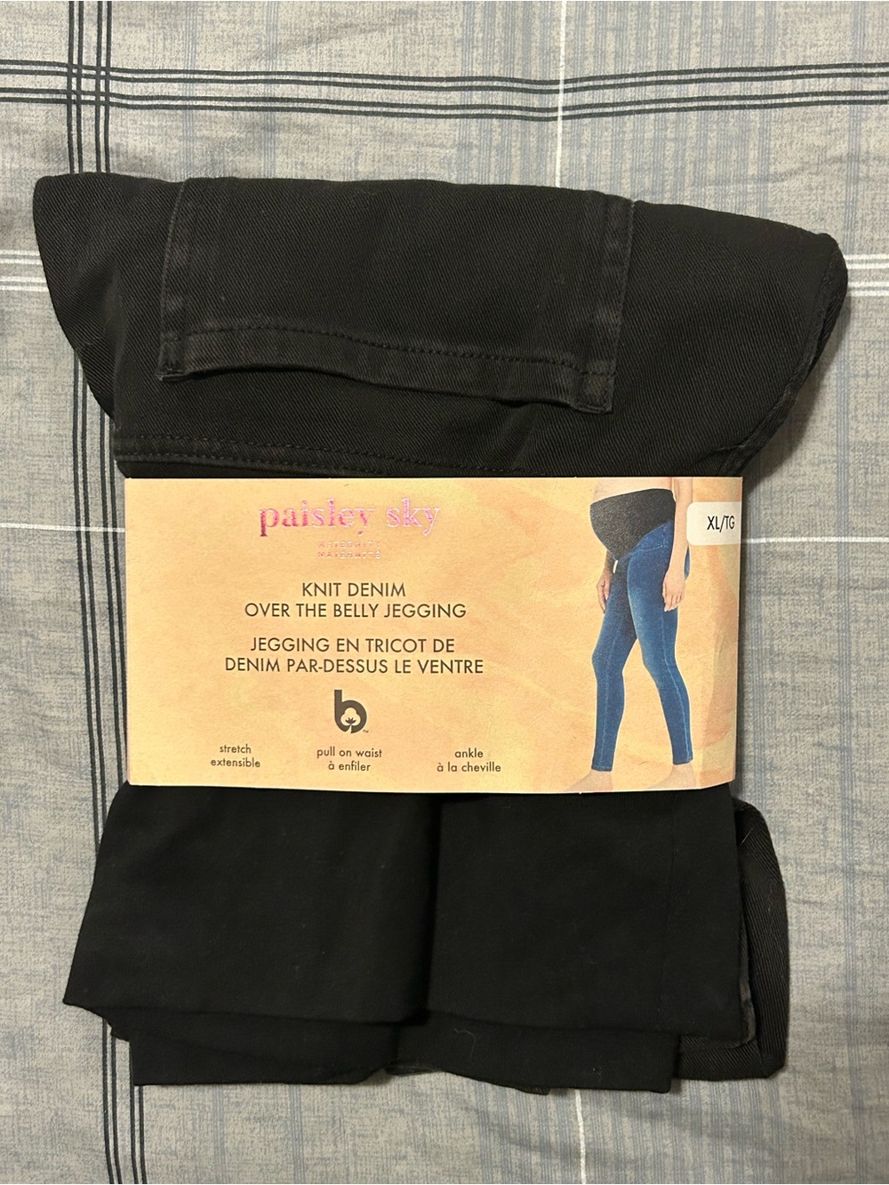 *NWT* Paisley Sky Maternity Over-The-Belly Knit Denim Jeggings-Black